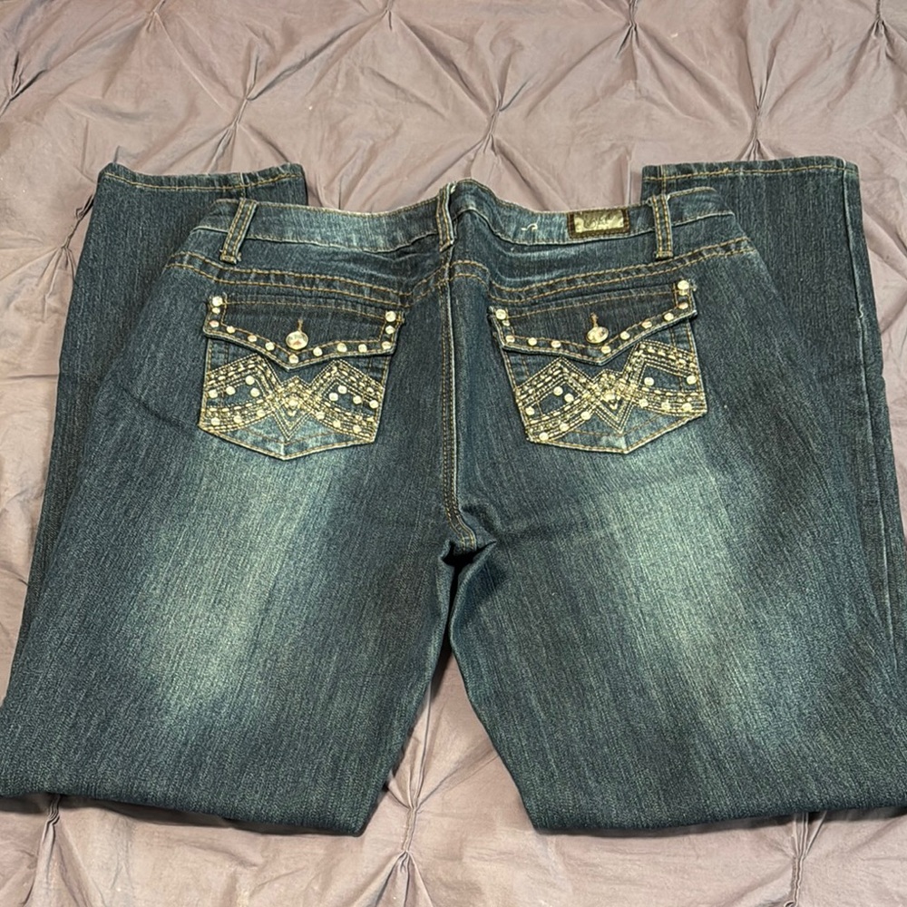 Earl Jeans Women's Straight Leg Jeans - Blue with Silver Accents